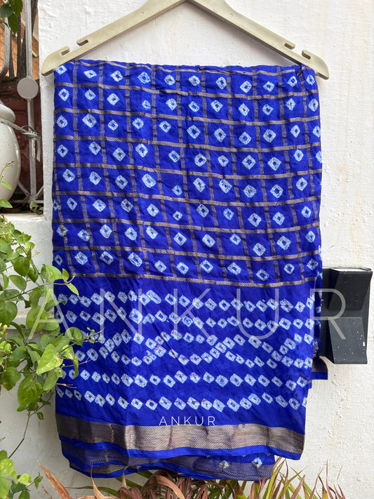 Royal Blue Silk Bandhani