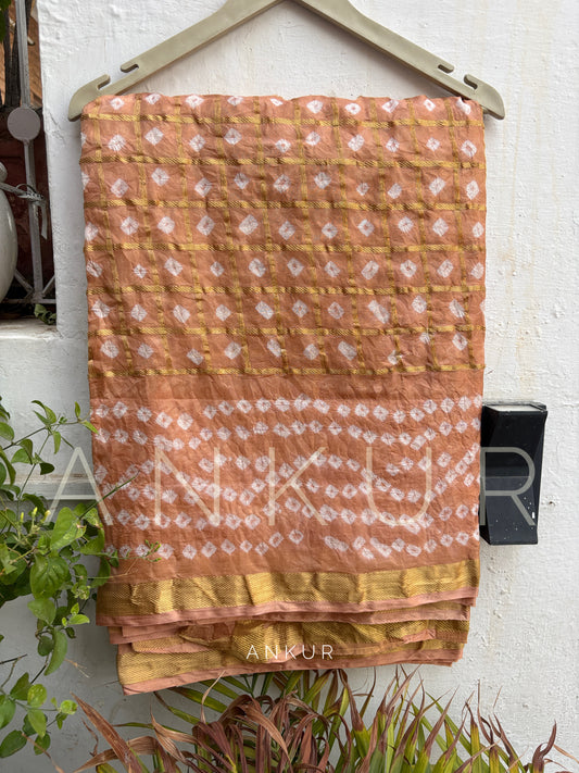 Dusky Peach Silk Bandhani