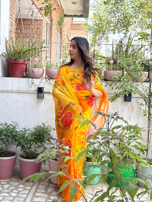 Double Shade Rose Yellow Flower Print