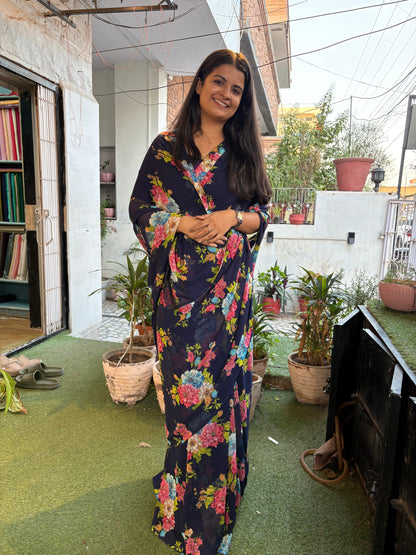 Inky Blue Latika Saree