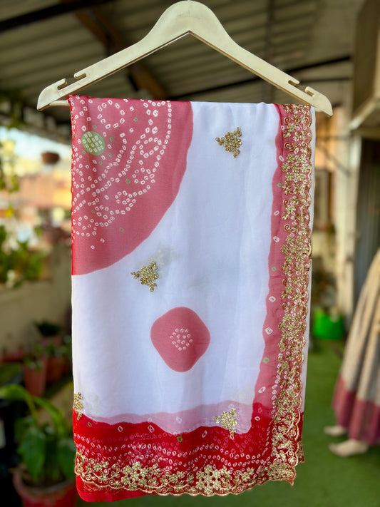 Faganiya Saree with zardosi Cut work Zari Border