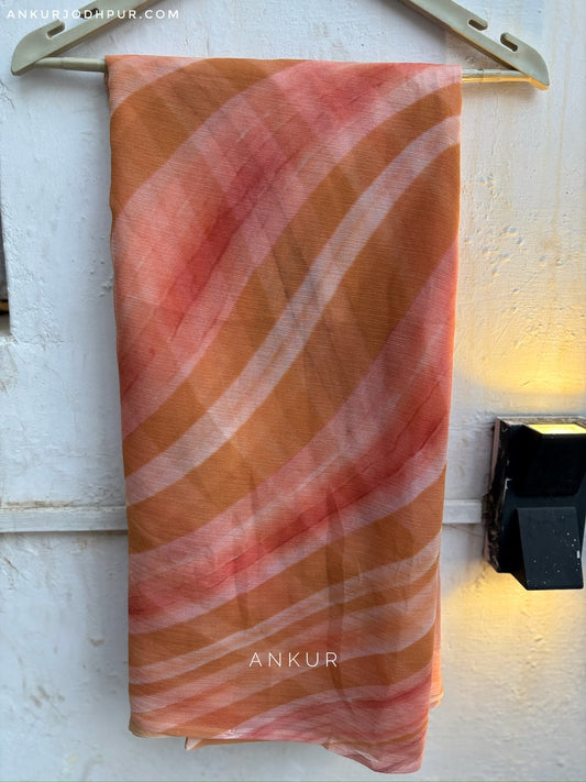 Peach Leheriya double shade Print Vintage Isha Chiffon lehriya