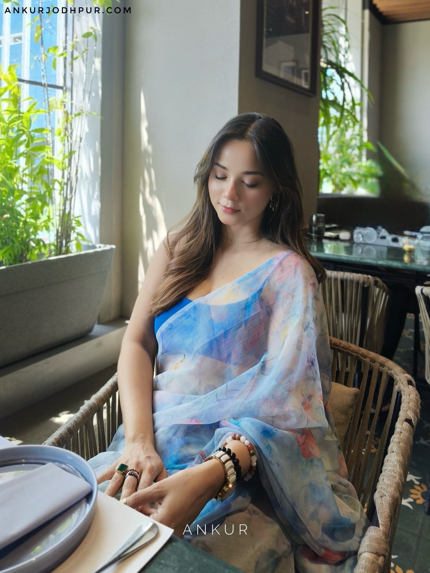 Powder Blue Vintage Isha Chiffon