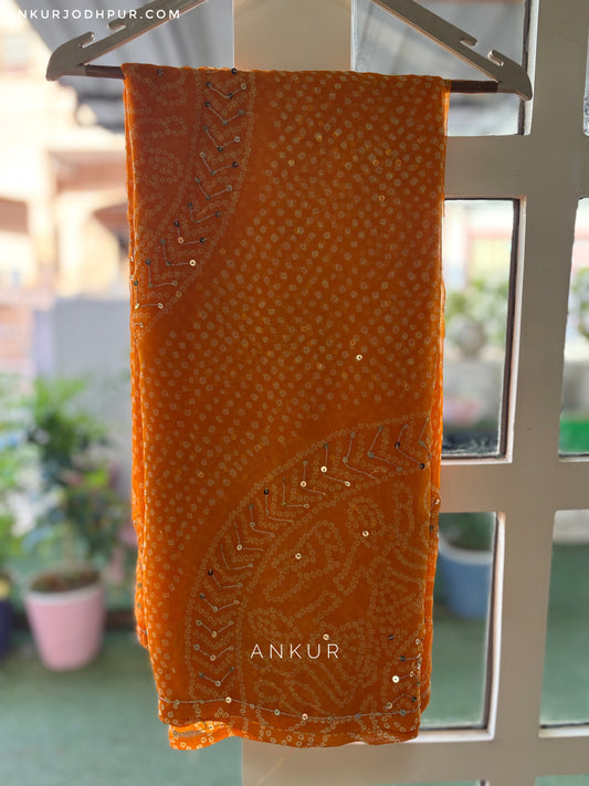 Sun Glow Yellow Bandhani zari work Suhani