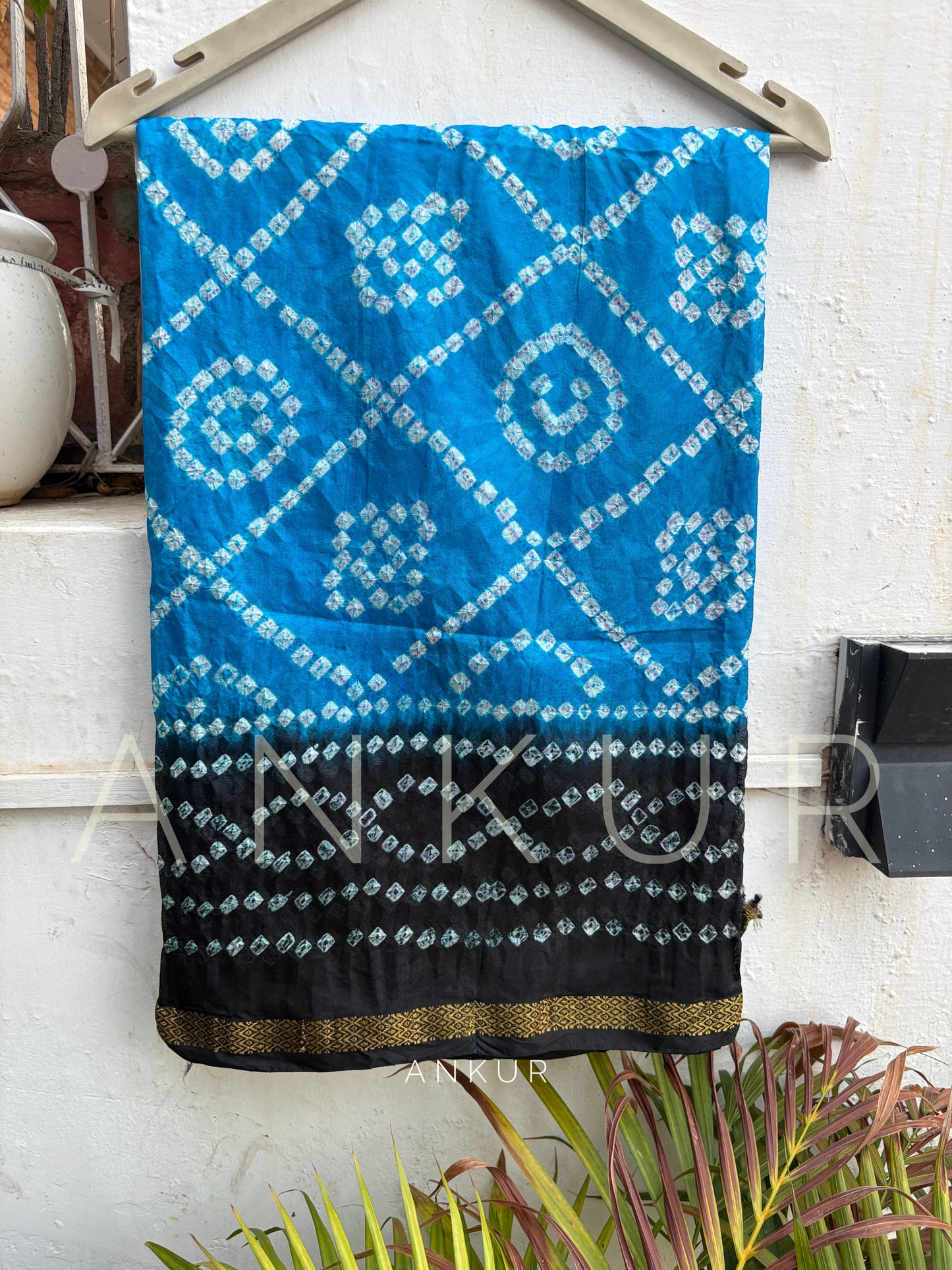 Shaded Blue Silk Bandhani