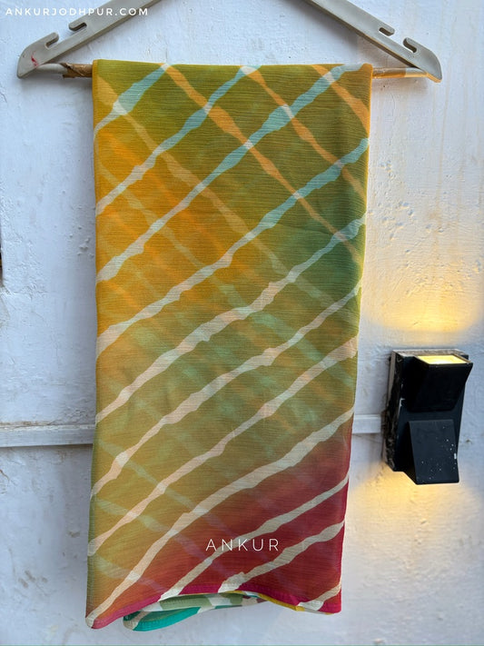 Lime Green Vintage Isha Chiffon lehriya