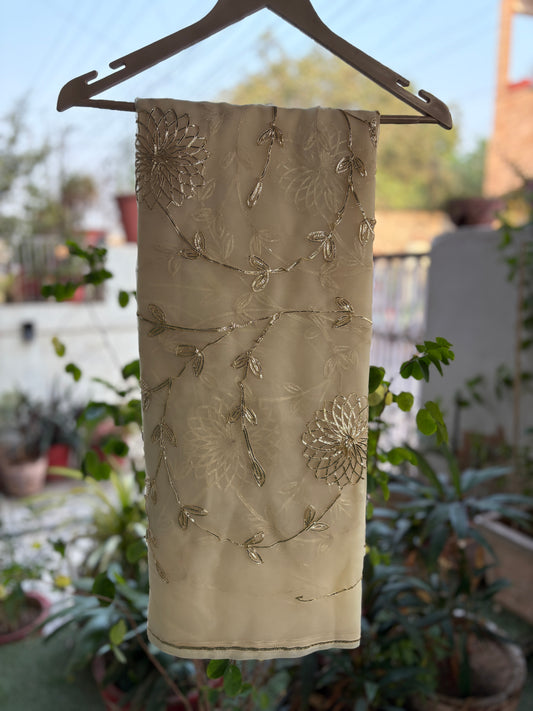 Soft yellowis cream in Jaal work Anvi