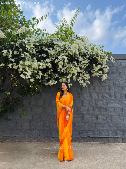 Kesariya Rajshree Tipki 2.0 ( with blouse )