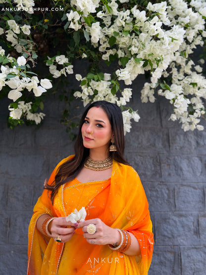 Kesariya Rajshree Tipki 2.0 ( with blouse )