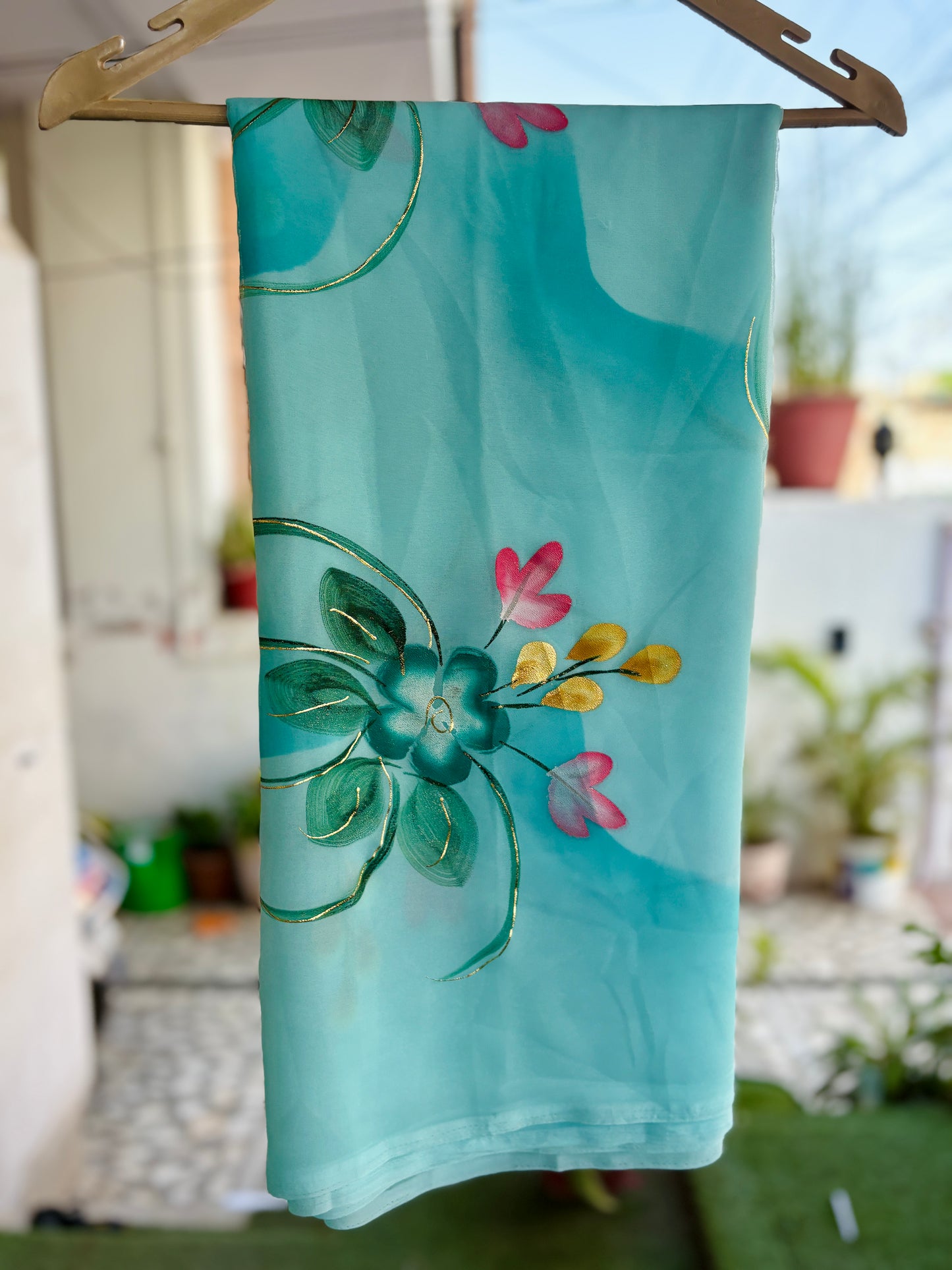 Sky Blue Flower Brush Paint