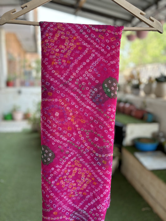 Rani  Bandhani Saree with Ladu