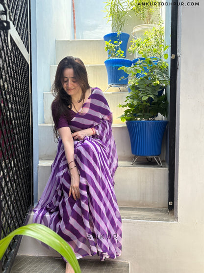 English Purple Shade Lehriya