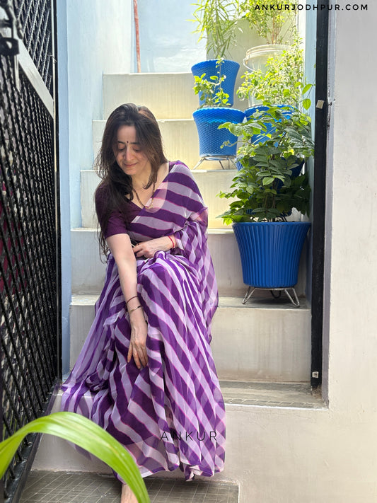 English Purple Shade Lehriya