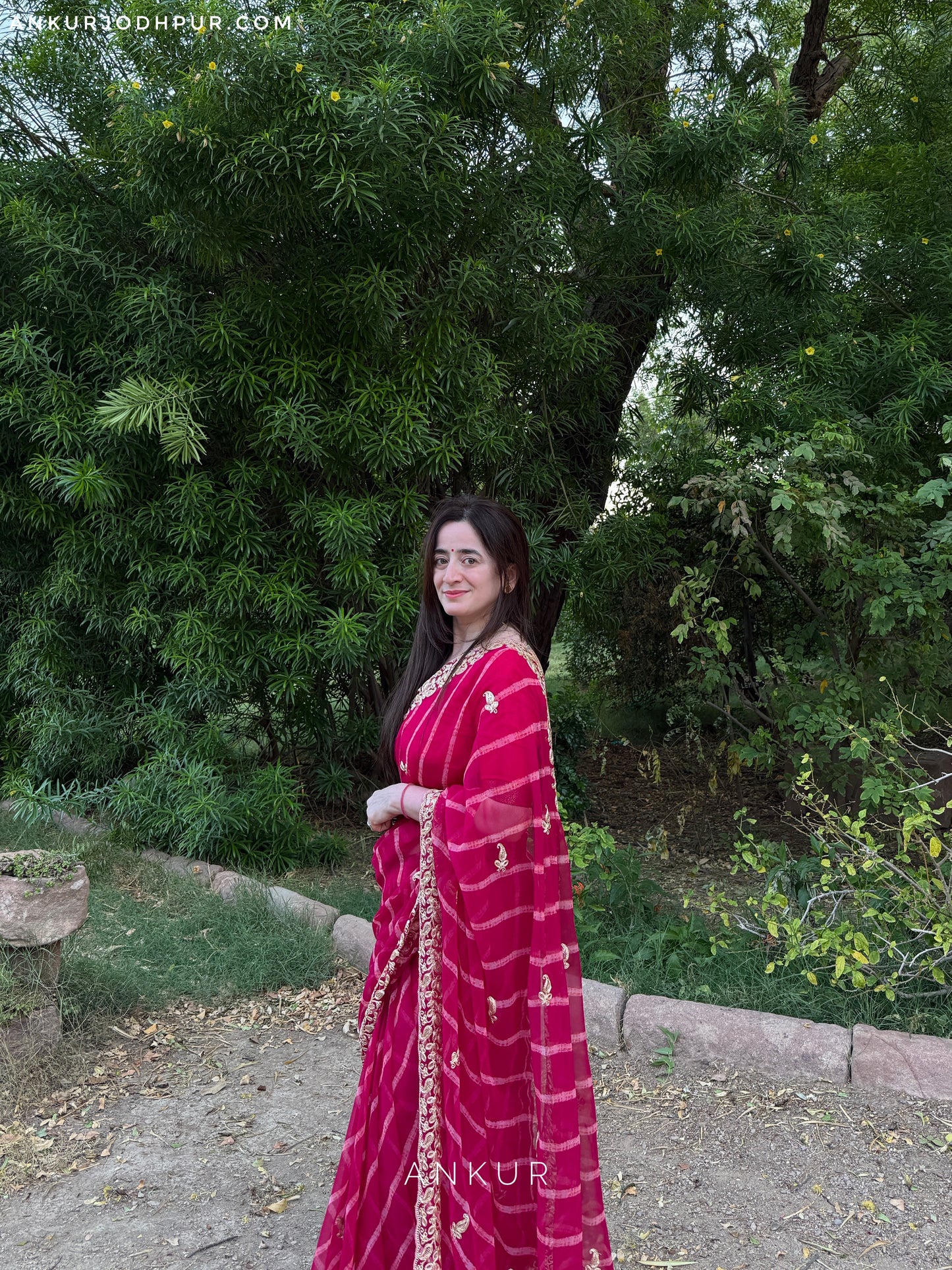 Soft Rani Lehriya Zardozi Nagina