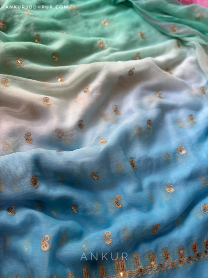 Blue Sea Green Shaded Yamini Limited Edition ( with blouse )