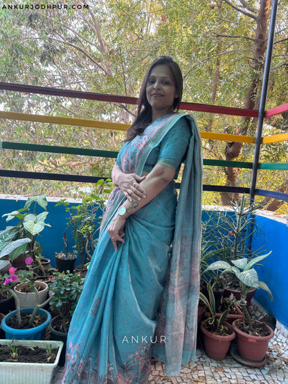 Blush Silver Blue Madhuri Silk
