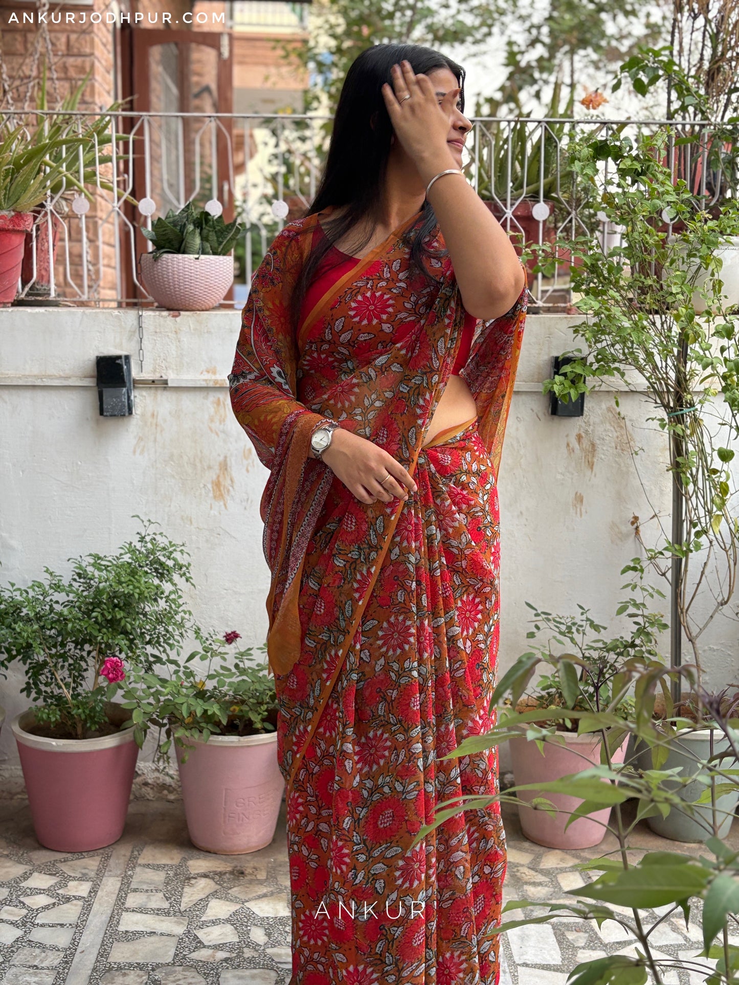 Flowery Cotton Design ten Vintage Isha Chiffon
