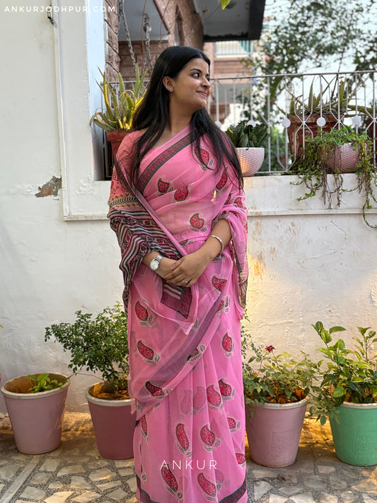 Flowery Cotton Design nine Vintage Isha Chiffon