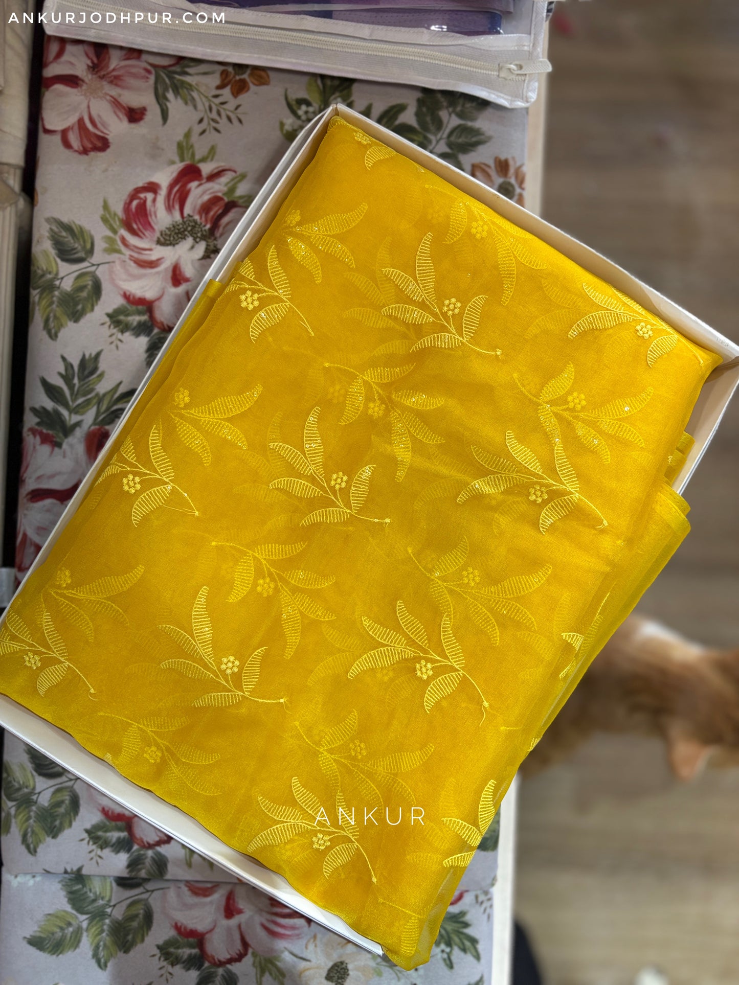 Leafy Flower Yellow | Organza