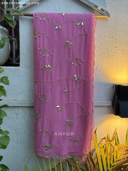 Dusty Pink cut dana Suhani 2.0 Half Pallu Jaal work