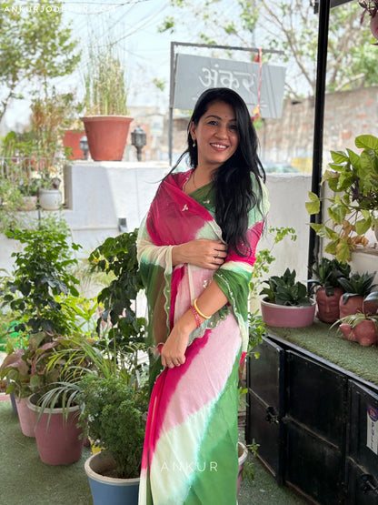 Rani Green Shade Queenly Lehriya Nagina