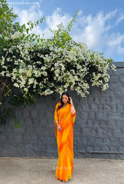Kesariya Rajshree Tipki 2.0 ( with blouse )