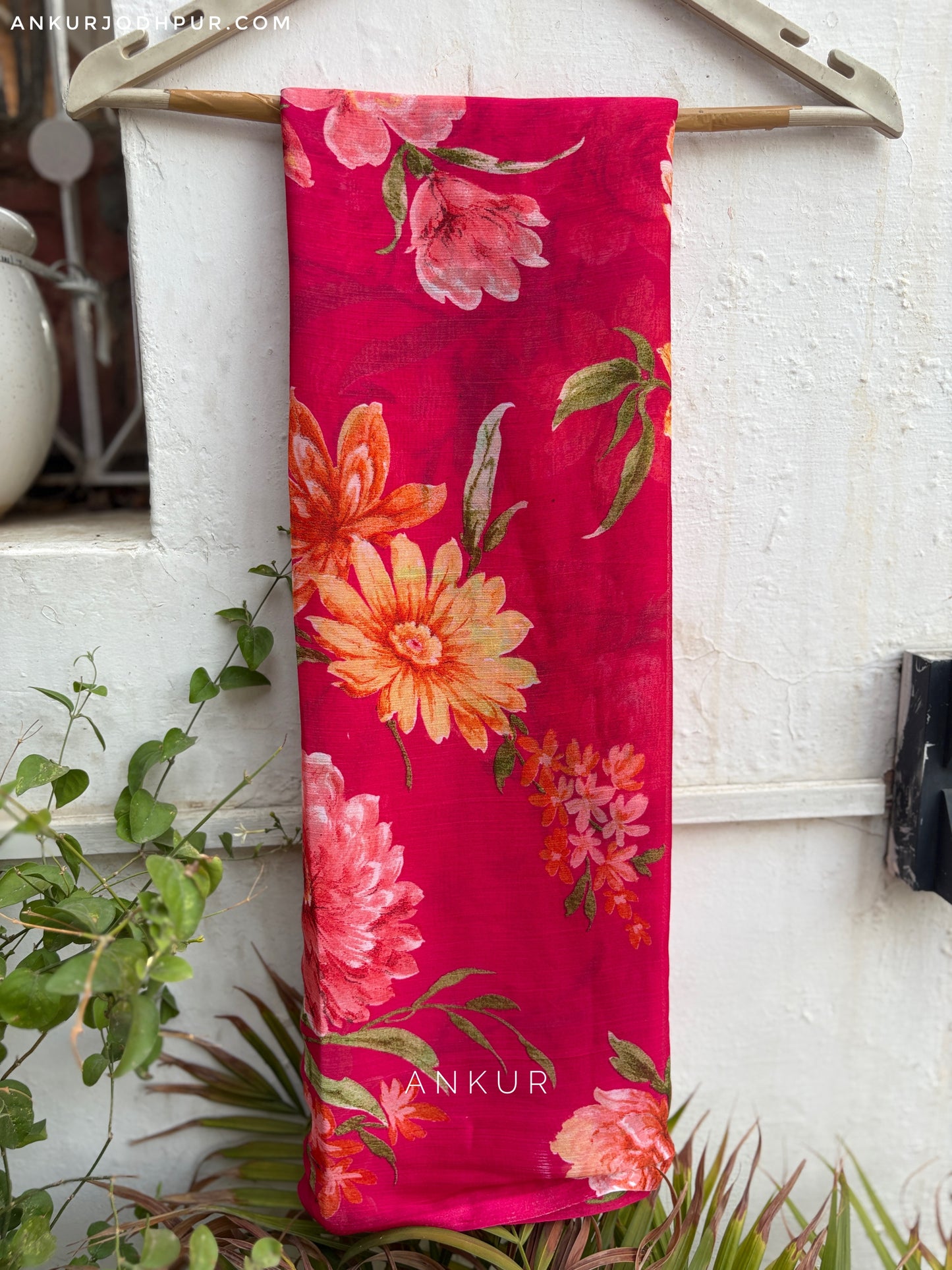 Rani double colour Crep Silk saree