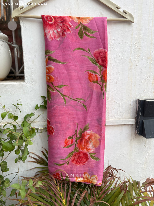 Pink double colour Crep Silk saree