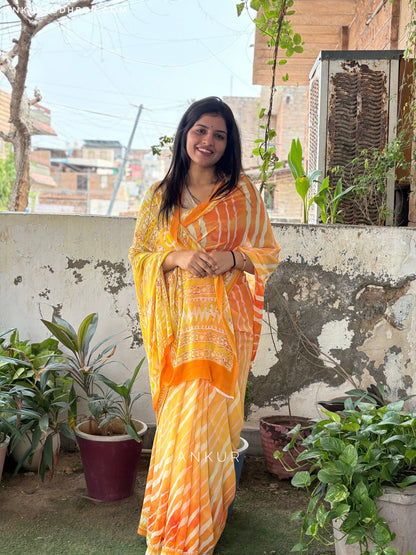 Kesariya Leher Latika 2.0 Saree