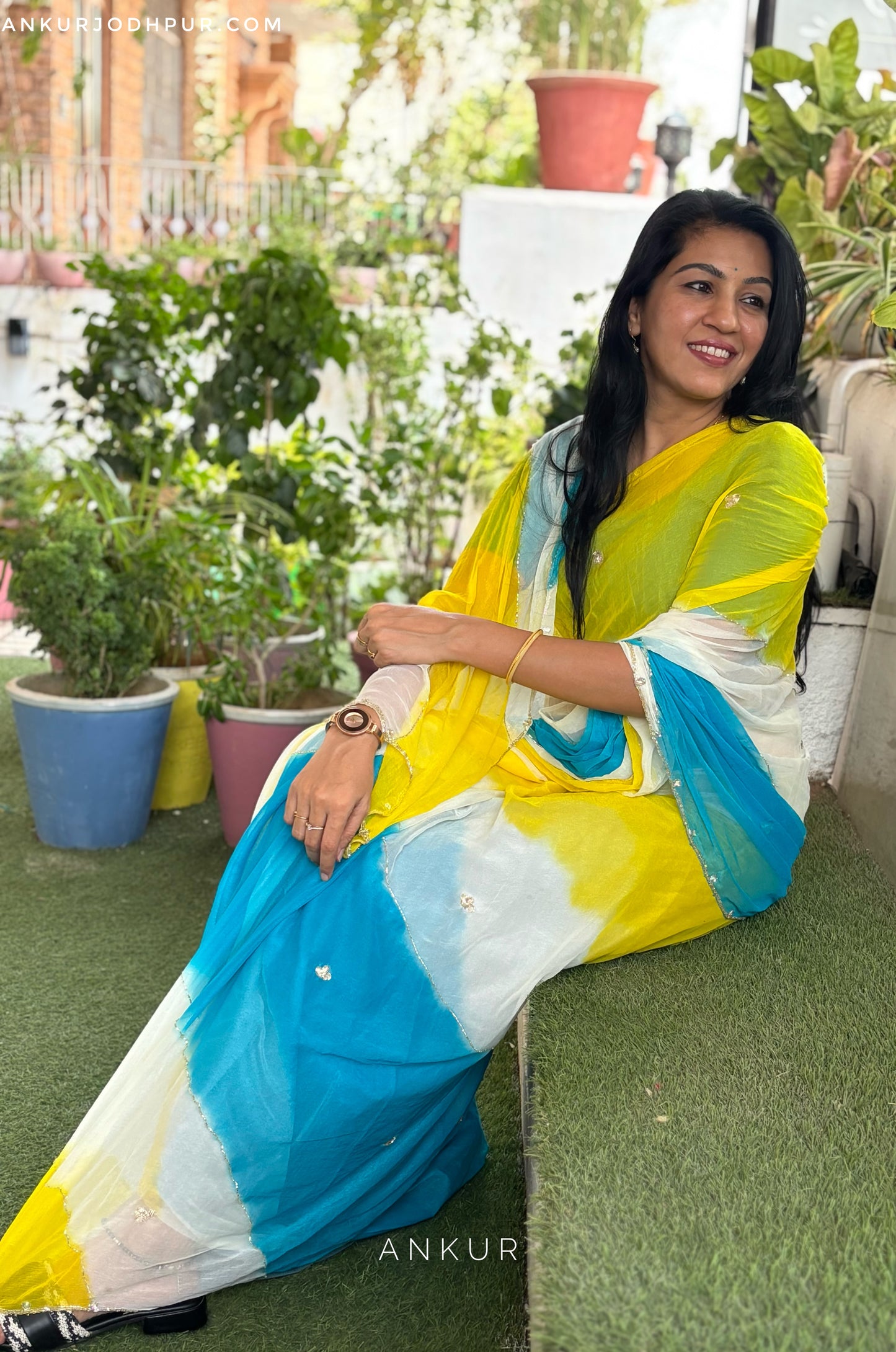Yelowis Blue Shade Queenly Lehriya Nagina
