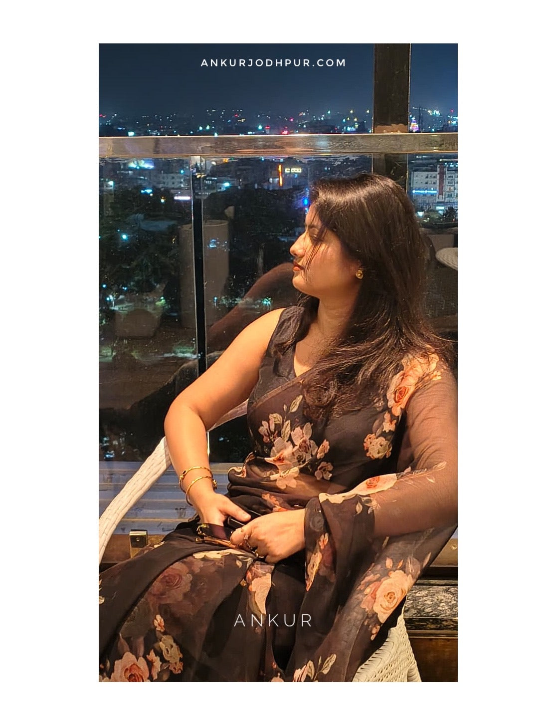 Soft Coffee Black Vintage Isha Chiffon