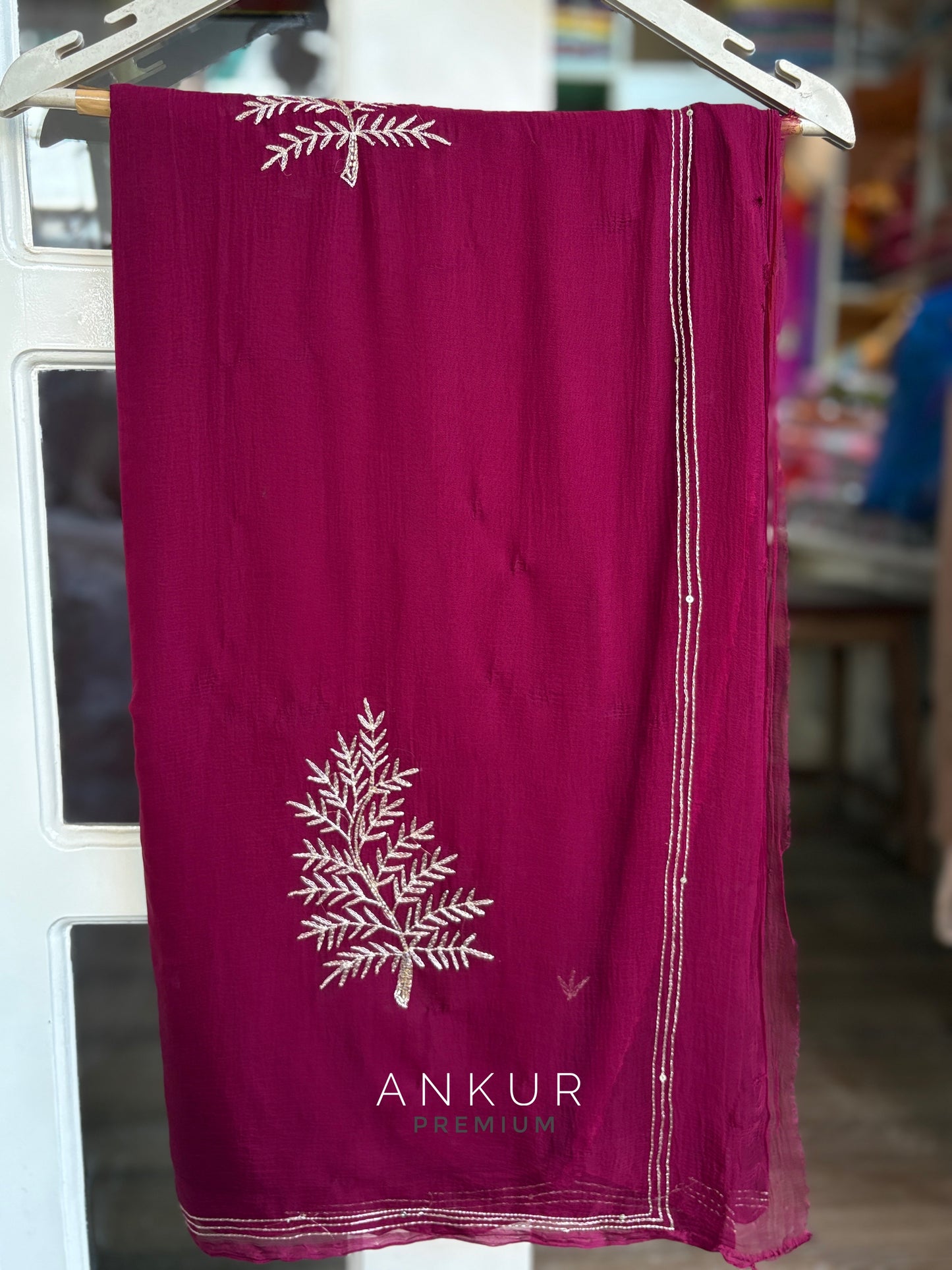 Rajrani Deep Rani Leaf Pure Chiffon PremSundari