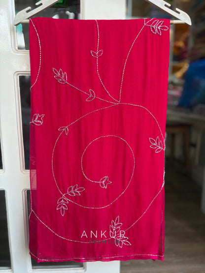 Gulabi Gulnar rani Zari Pure Chiffon PremSundari