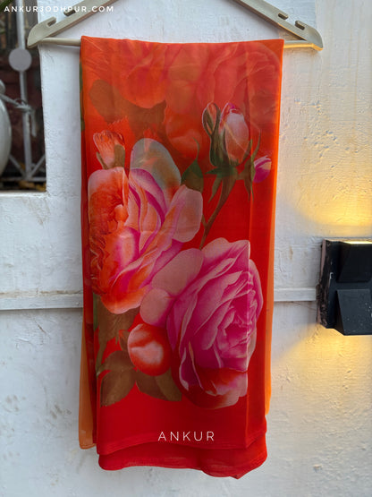 Double Shade Rose Orange Flower Print