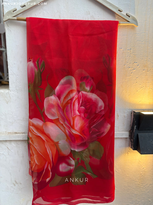 Double Shade Rose Red Flower Print