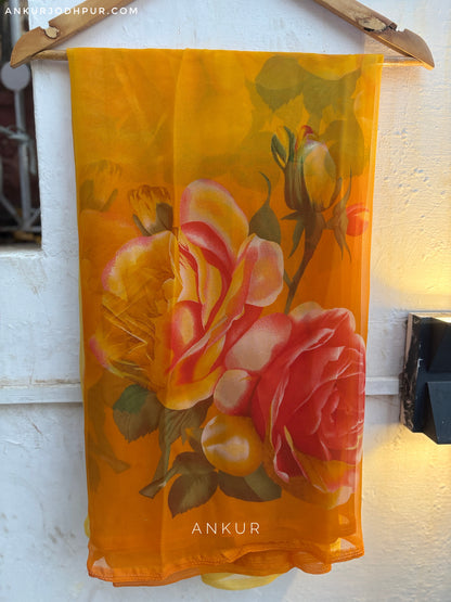 Double Shade Rose Yellow Flower Print