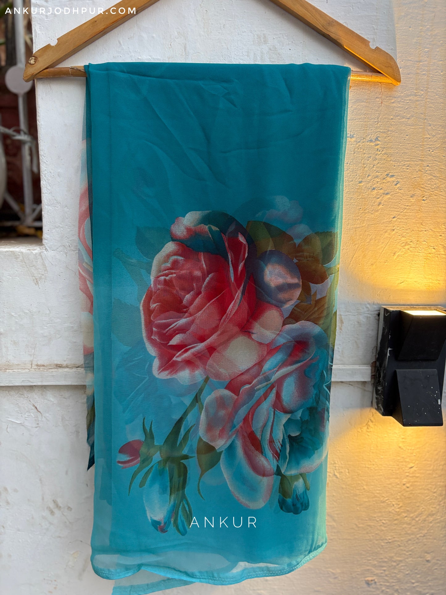 Double Shade Rose Blue Flower Print