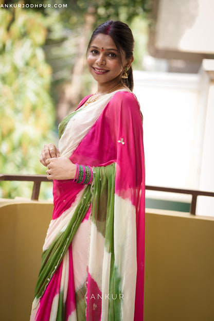 Rani Green Shade Queenly Lehriya Nagina