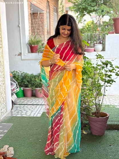Lime Green Vintage Isha Chiffon lehriya