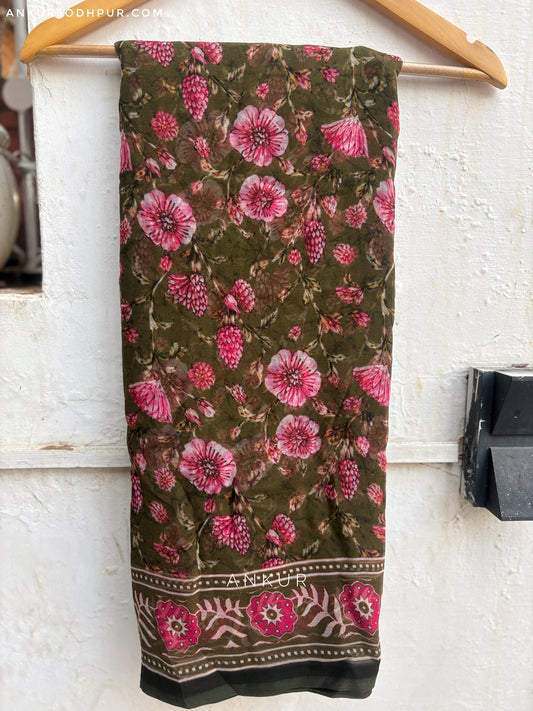 Mehendi Green with Border Vintage Isha Chiffon