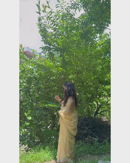 Yellow with double Lehriya Zardozi Nagina