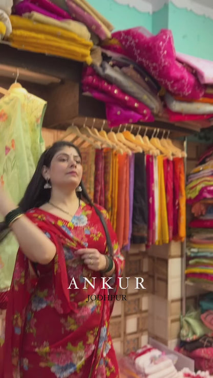 Apple Red Latika Saree